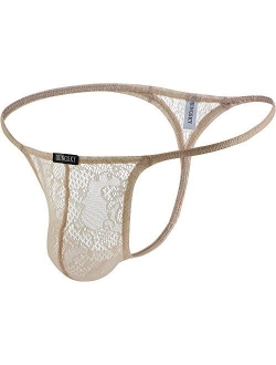 Men's Lace See Throught G-String Underwear Sexy Low Rise Pouch Y-Back Thong Underpanties