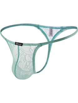 Men's Lace See Throught G-String Underwear Sexy Low Rise Pouch Y-Back Thong Underpanties