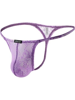 Men's Lace See Throught G-String Underwear Sexy Low Rise Pouch Y-Back Thong Underpanties