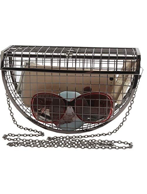 LETODE Women's Elegant Chain Cross-body Bag Metal Hollow Cage Clutch