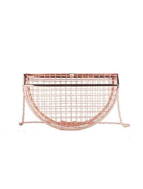 LETODE Women's Elegant Chain Cross-body Bag Metal Hollow Cage Clutch