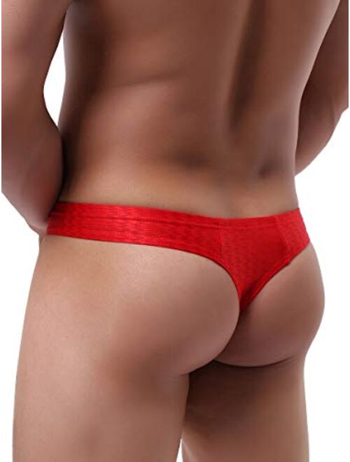 IKINGSKY Men's Shining Thong Underwear Soft Stretch T-Back Mens Underwear Sexy Low Rise Under Panties