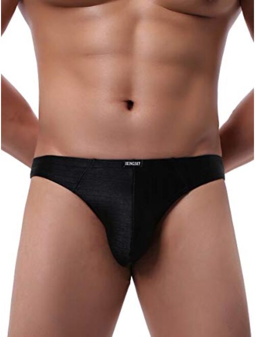 IKINGSKY Men's Shining Thong Underwear Soft Stretch T-Back Mens Underwear Sexy Low Rise Under Panties