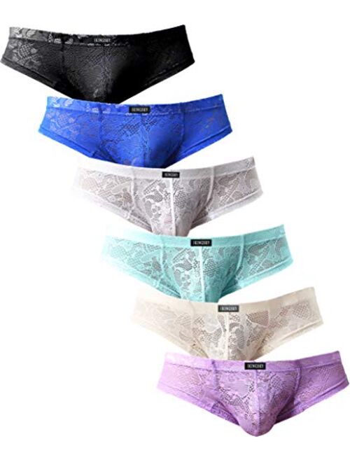 iKingsky Men's Cheeky Boxer Briefs Sexy Thong Underwear Breathable Lace Mens Panties