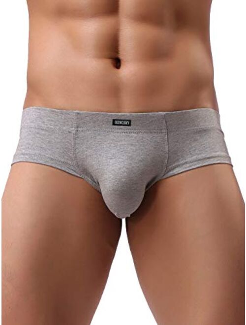 IKINGSKY Men's Seamless Front Pouch Briefs Sexy Low Rise Men Cotton Underwear