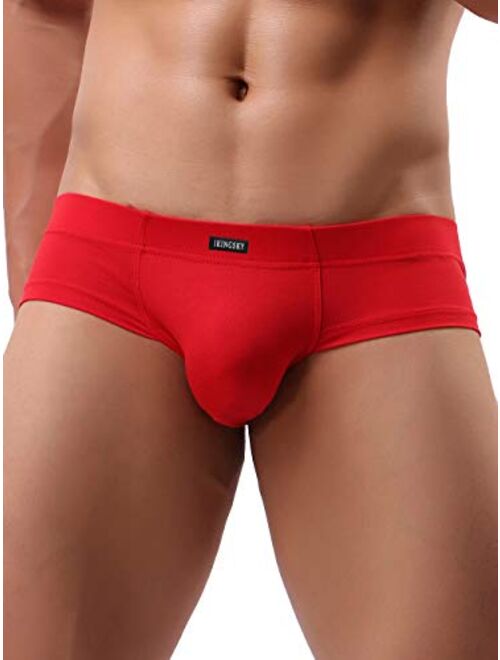 IKINGSKY Men's Seamless Front Pouch Briefs Sexy Low Rise Men Cotton Underwear