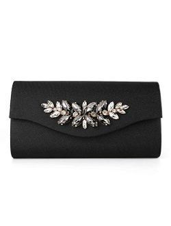 GESU Leather Clutch Purses for Women Bling Rhinestone Evening Bag Wedding Formal Dress Purses.