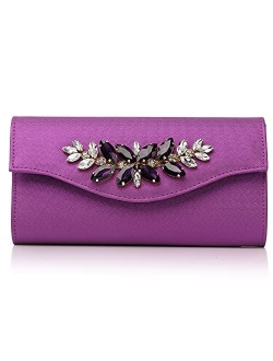 GESU Leather Clutch Purses for Women Bling Rhinestone Evening Bag Wedding Formal Dress Purses.