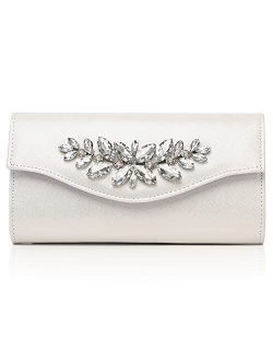 GESU Leather Clutch Purses for Women Bling Rhinestone Evening Bag Wedding Formal Dress Purses.