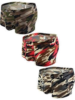 iKingksy Men's Camouflage Boxer Briefs Stretch Pouch Underwear Low Rise Mens Under Panties