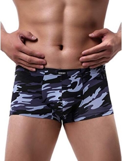 iKingksy Men's Camouflage Boxer Briefs Stretch Pouch Underwear Low Rise Mens Under Panties