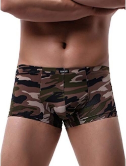 iKingksy Men's Camouflage Boxer Briefs Stretch Pouch Underwear Low Rise Mens Under Panties