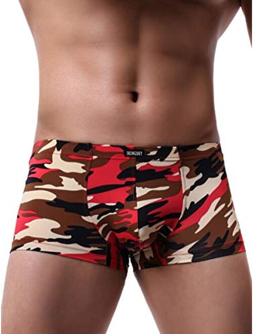 iKingsky iKingksy Men's Camouflage Boxer Briefs Stretch Pouch Underwear Low Rise Mens Under Panties