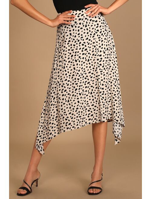 Lulus Set a Trend Cream Cheetah Print Midi Skirt