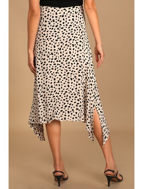 Lulus Set a Trend Cream Cheetah Print Midi Skirt