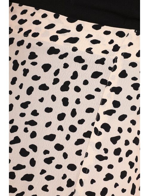 Lulus Set a Trend Cream Cheetah Print Midi Skirt