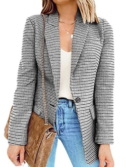 Womens Casual Pocketed Office Blazers Draped Open Front Cardigans Jacket Work Suit