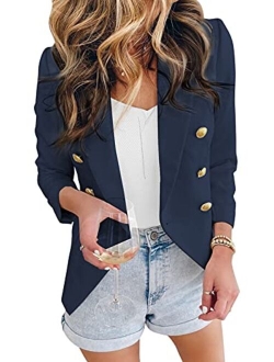 Womens Casual Pocketed Office Blazers Draped Open Front Cardigans Jacket Work Suit