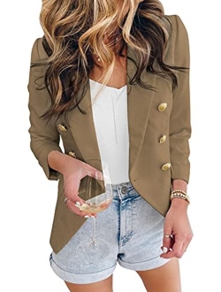 Womens Casual Pocketed Office Blazers Draped Open Front Cardigans Jacket Work Suit