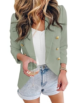 Womens Casual Pocketed Office Blazers Draped Open Front Cardigans Jacket Work Suit