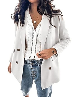 Womens Casual Pocketed Office Blazers Draped Open Front Cardigans Jacket Work Suit