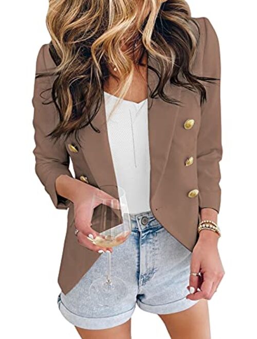 Asvivid Womens Casual Pocketed Office Blazers Draped Open Front Cardigans Jacket Work Suit