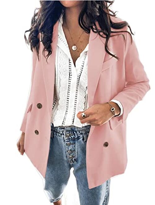 Asvivid Womens Casual Pocketed Office Blazers Draped Open Front Cardigans Jacket Work Suit