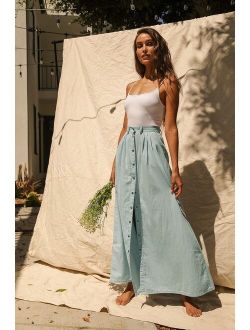 Pistola Baez Blue Chambray Maxi Skirt