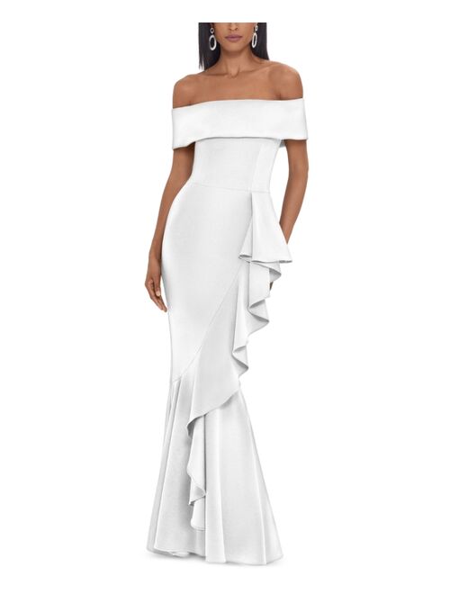 Betsy & Adam Off-The-Shoulder Mermaid Gown