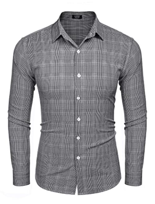 Buy Coofandy Mens Plaid Shirt Long Sleeve Casual Button Down Shirt