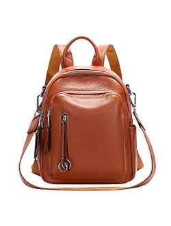 Fashion Genuine Leather Backpack Purse for Women Shoulder Bag Casual Daypack Small (S10 Black)