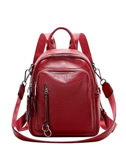 Fashion Genuine Leather Backpack Purse for Women Shoulder Bag Casual Daypack Small (S10 Black)