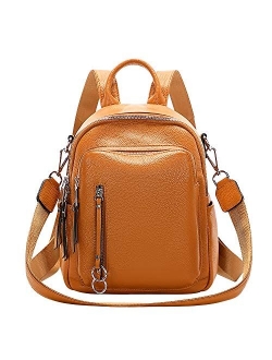 Fashion Genuine Leather Backpack Purse for Women Shoulder Bag Casual Daypack Small (S10 Black)