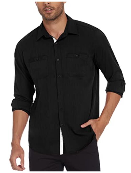 COOFANDY Men's Slim Fit Dress Shirt Business Casual Button Down Shirts Long Sleeve Work Shirt with Pockets