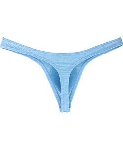 Men's Cotton Thong Underwear Sexy Big Pouch T-Back Panties