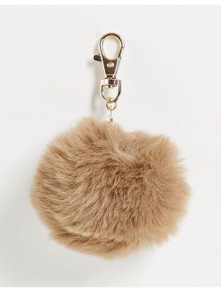 faux fur pom bag charm in mink