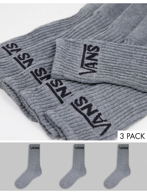 Vans Classic 3 pack crew socks in gray