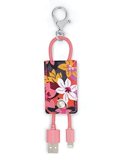 Leatherette Charging Tag Keychain, Portable Charger Cord for Cellphones/Computers (Java Navy Camo)