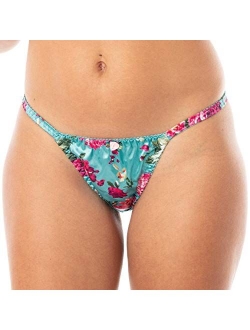 Women's Print Tanga Bikini Briefs Satin Panties