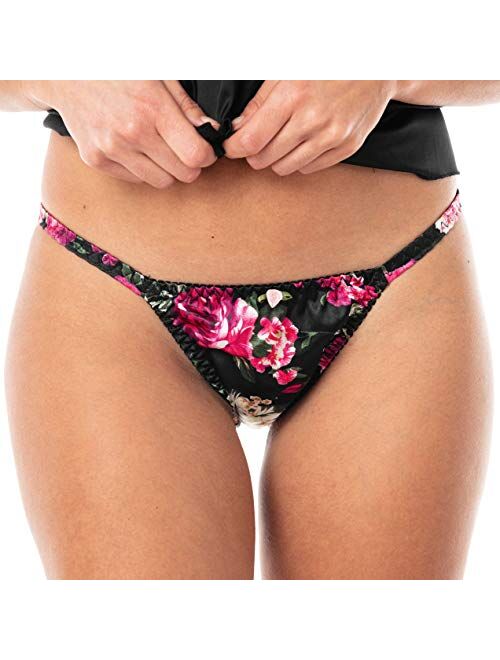 Satini Women's Print Tanga Bikini Briefs Satin Panties