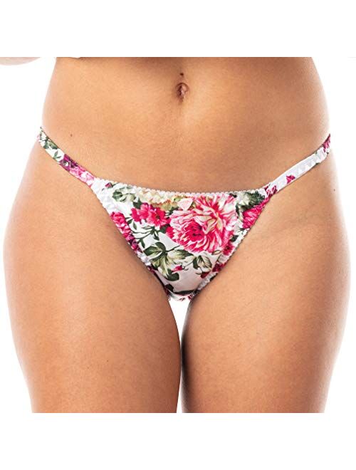 Satini Women's Print Tanga Bikini Briefs Satin Panties