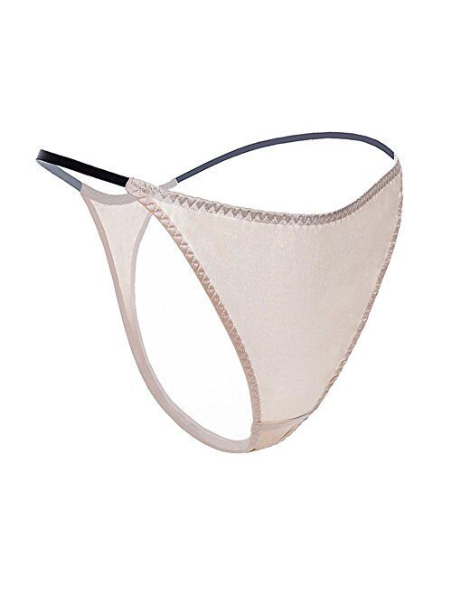 SilRiver Womens Silk Satin Panties Thong Sexy G String Thongs T Back Satin Bikini Underwear S-XL