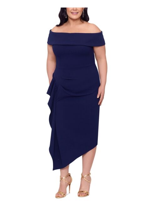 Betsy & Adam Plus Size Asymmetrical-Hem Midi Dress