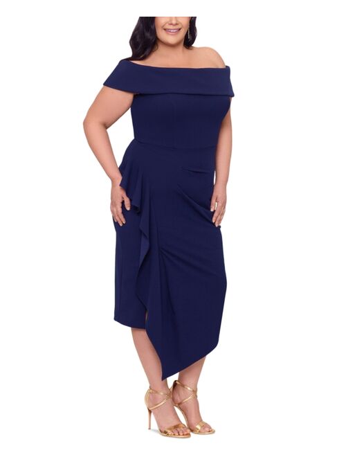 Betsy & Adam Plus Size Asymmetrical-Hem Midi Dress