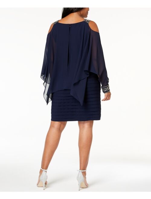 Betsy & Adam Plus Size Cold-Shoulder Popover Dress