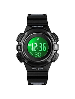 Kids Watches Digital Outdoor Sport Waterproof Electrical EL-Lights Watches with Alarm Luminous Stopwatch Casual Military Child Wrist Watch Gift for Boys Girls Age