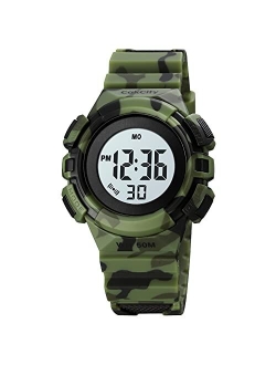 Kids Watches Digital Outdoor Sport Waterproof Electrical EL-Lights Watches with Alarm Luminous Stopwatch Casual Military Child Wrist Watch Gift for Boys Girls Age