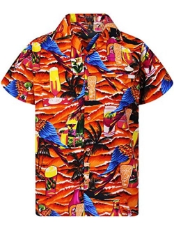 Hawaiian Shirt for Men Funky Casual Button Down Very Loud Shortsleeve Unisex Parrot Beerbottle