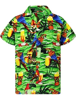 Hawaiian Shirt for Men Funky Casual Button Down Very Loud Shortsleeve Unisex Parrot Beerbottle