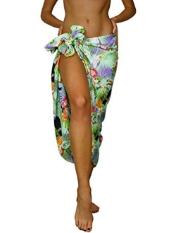 Hawaiian Sarong Pareo Beach Wrap for Women Funky Casual Bikini Cover Up Very Loud Swimsuit Parrot Cockatoo Print